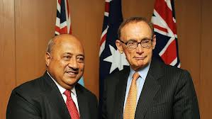 Australian Foreign Minister Bob Carr with his Fijian counterpart Ratu Inoke Kubuabola (Photo:Fairfax Media)