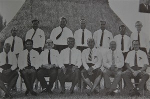 Doug Brown, sitting far right, in Ratu Sir Kamisese Mara's first post-independence cabinet in 1972.